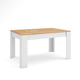 Skraut Home Skraut Home - Mesa Comedor, Mesa Fija Cocina Y Sal&oacute;n, 140x90x76 Cm, Para 6 Comensales, Muebles Comedor, Estilo Moderno, Roble Y Blanco