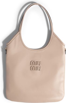 Miu Miu Ivy Leather Bag, Woman, Travertine Stone