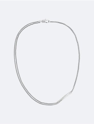 Calvin Klein Mens Beveled ID Stainless Steel Necklace - Metallic - OS