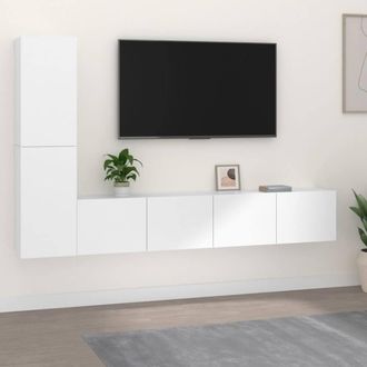 Berkfield Home 4 Piece TV Cabinet Set White Engineered Wood