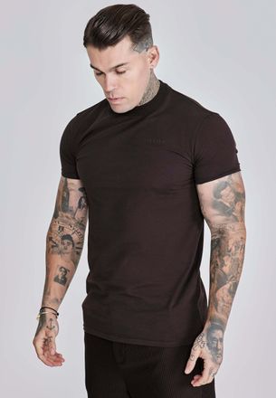 Siksilk T-Shirt SIKSILK Siksilk T-Shirt Muscle Fit T-Shirt, Herren, Gr. XL, braun, Obermaterial: 95% Baumwolle CO. 5% Elasthan EL., Shirts T-Shirt