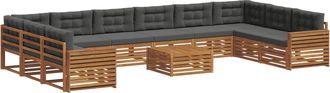 vidaXL Juegos De Sof&aacute;s 11 Uds. Natural Y Antracita Vidaxl