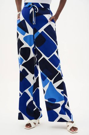 Joseph Ribkoff Recycled Woven Pant In Blue/white