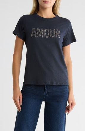 Cinq à Sept Amour Grommet Cotton T-Shirt in Navy at Nordstrom Rack, Size Xx-Small