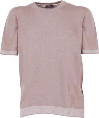 PESERICO Peserico, Round-neck Knitwear, male, Brown, Size: 2XL Linen and Cotton T-shirt