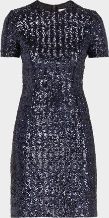 Michael Kors Sequined Short-Sleeve Mini Dress