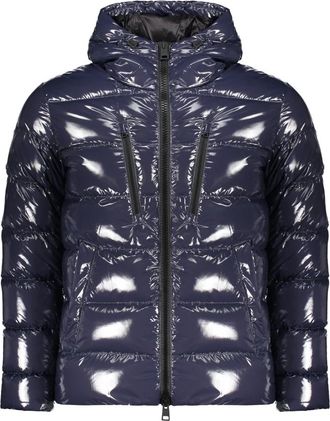 Herno Gewatteerd jack met capuchon - Heren - Gewatteerde jassen - Blauw - XL - Leer - Jassen