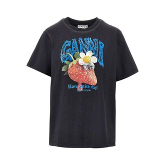 Ganni Cotton T-shirt with Strawberry print Woman M
