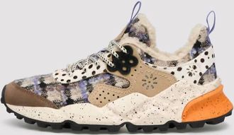 Flower Mountain Womens Kotetsu Suede Woolen Knitting Sneakers In Dark Grey-Light Grey