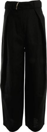 Max Mara Jane Wijde Broek - Dames - Wijde Broeken - Zwart - XS - Linnen - Broeken