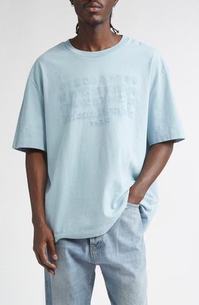 Maison Margiela Embroidered Logo Cotton T-Shirt in Blue at Nordstrom, Size X-Large