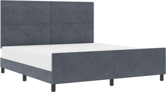 vidaXL Box Spring Bed with Headboard Dark grey 180 x 200 cm Velvet vidaXL
