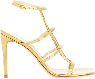 Gianvito Rossi Gold Ankle Strap Heels
