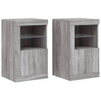 Berkfield Home Side Cabinets with LED Lights 2 pcs Grey Sonoma Engineered Wood