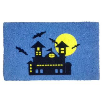 Imports Decor Haunted House Coir Door Mat, Halloween Coconut Fiber Doormat with Non-Slip PVC Backing, Indoor Outdoor Spooky Entrance Rug