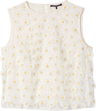 Luisa Cerano Blusentop mit Bl&uuml;ten - Dames - Tops zonder mouwen - Wit - L - Polyester - Tops