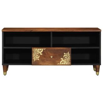 Berkfield Home TV Cabinet 100x33x46 cm Solid Wood Mango in Brown | Size: 100 x 33 x 46 cm