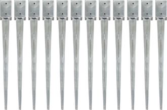 vidaXL Vidaxl - Picas De Tierra 12 Uds Acero Galvanizado Plateado 9x9x90 Cm