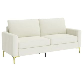 HOMCOM Sof&aacute; de 3 plazas 181x77x82 cm crema
