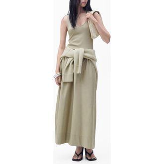 Mango Valvi Mixed Media Maxi Dress in Khaki at Nordstrom Rack, Size 2