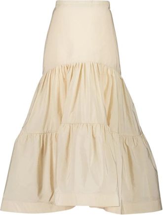 Zeus + Dione Daucus Midi Rok - Dames - Midirokken - Beige - S - Polyester - Rokken