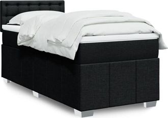 vidaXL Cama Box Spring Con Colch&oacute;n Tela Negro 90x190 Cm Vidaxl