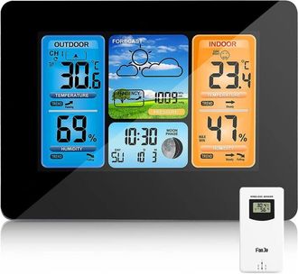 OEM Estaci&oacute;n Meteorol&oacute;gica Inal&aacute;mbrica Con Pron&oacute;stico Digital A Color, Alertas Y Pantalla De Temperatura/humedad/bar&oacute;metro/alarma/reloj Lunar/clima Con Se