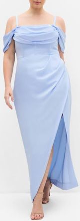 City Chic Forbidden Love Off the Shoulder Maxi Dress in Sky Blue at Nordstrom, Size Xxxs