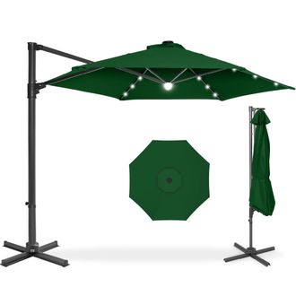 Best Choice Products 10ft 360&deg; Rotating Cantilever Easy Auto Open Patio Umbrella w/ Solar LED Lights