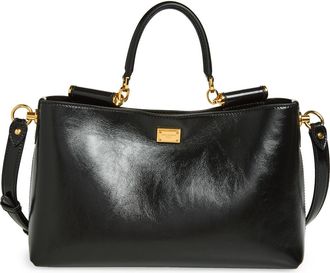 Dolce & Gabbana My Sicily Leather Shoulder Bag in 80999 Nero at Nordstrom