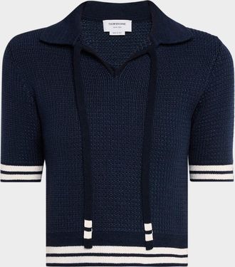 Thom Browne Short-Sleeve Knit Polo Shirt