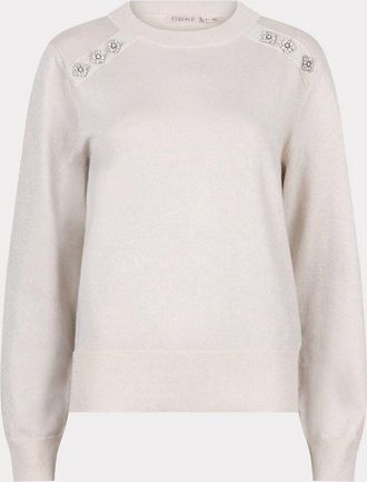 Esqualo Womens Lurex Knit Sweater With Crystal Pins In Grey