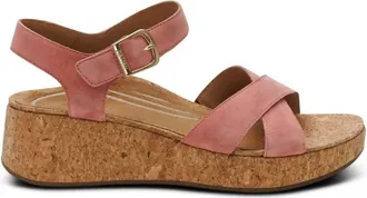 Aetrex Womens Flora Adjustable Quarter Strap Wedge In Rose