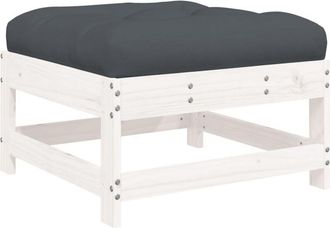 vidaXL Taburete de jardín con cojín madera maciza de pino blanco Vidaxl