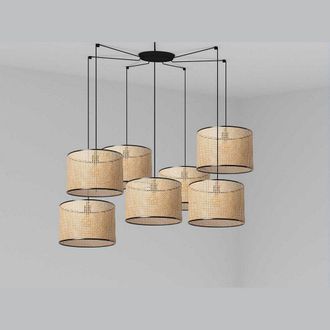 Netlighting Mambo Black Rattan Pendant Suspension Pendant Lamp &Oslash;450 7 Light