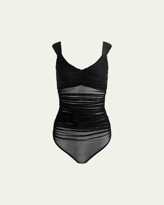 Alice & Olivia Renee Sheer Mesh Bodysuit