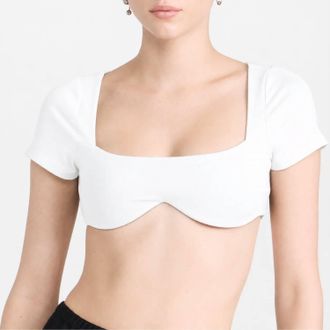 Susana Monaco Square Neck Underwire Crop Top In White