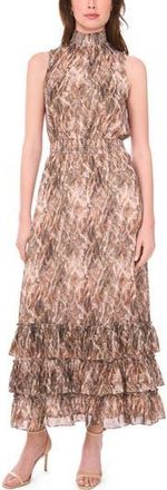 Halogen Sleeveless Smocked Ruffle Tiered Maxi Dress in Silver Smoke at Nordstrom Rack, Size Xx-Small