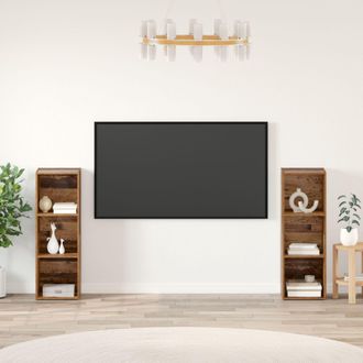 Berkfield Home with Shelf with Storage 2 pcs Old wood 107 x 35 x 37 cm Engineered wood in Brown