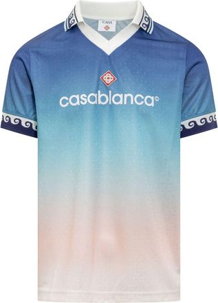 Casablanca gradient-jacquard football jersey - Blue