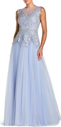 Mac Duggal Sleeveless Embellished Bodice A-Line Gown in Periwinkle at Nordstrom, Size 14