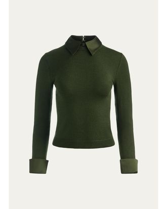 Alice & Olivia Porla Wool-Blend Spread-Collar Sweater