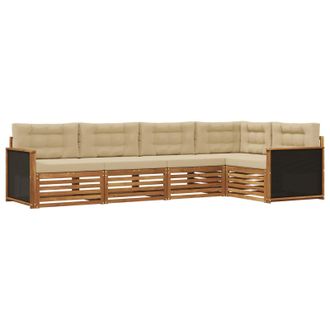 vidaXL Conjunto De Sof&aacute;s De Exterior 5 Pcs Natural Y Beige Vidaxl