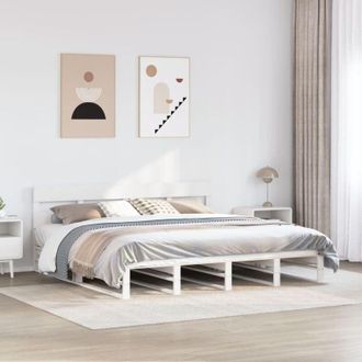 vidaXL Cama Sin Colch&oacute;n Madera Maciza De Pino Blanca 180x200 Cm Vidaxl