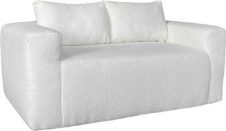 Oviala Sof&aacute; de 2 plazas en tejido de rizo con cojines crudo L 160 cm