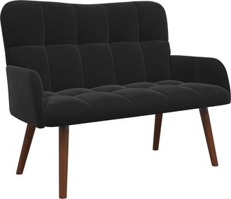 vidaXL Sof&aacute; De 2 Plazas Negro 115 X 61 X 87 Cm Terciopelo Vidaxl