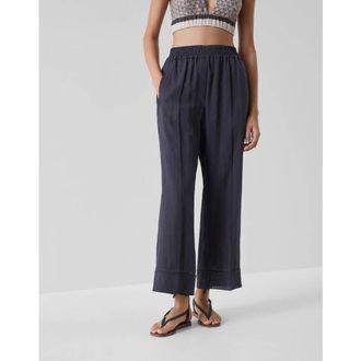 Brunello Cucinelli WomenS Coal Wide Leg Cotton Trousers, Size 2