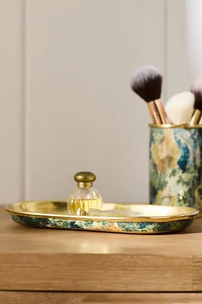 Anthropologie Mckay Patterned Metal Bath Tray