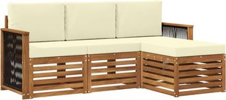 vidaXL Conjunto De Sof&aacute;s De Exterior 4 Uds. Natural Y Crema Vidaxl