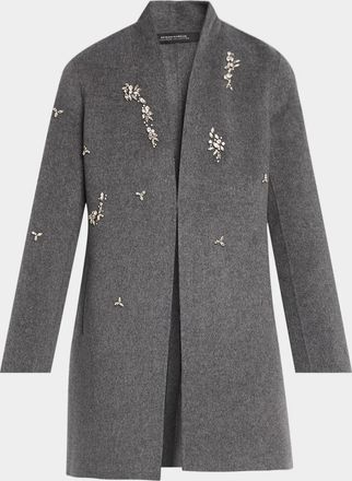 Neiman Marcus Double-Faced Cashmere Crystal Coat